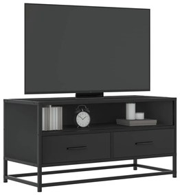 fekete szerelt fa és fém TV-szekrény 80x34,5x40 cm