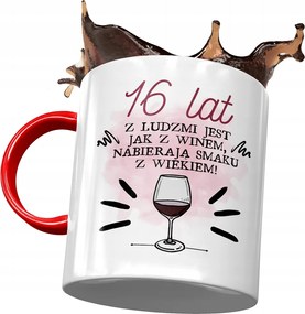 Piros Bögre Születésnapra 16 16. 16. Ajándék Nyomtatott Fotóval