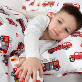 Goldea gyerek pamut ágyneműhuzat - tűzoltóautók 140 x 200 és 70 x 90 cm