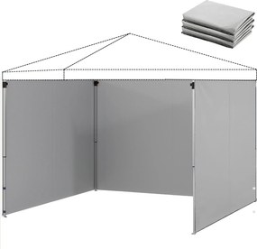 Outsunny 3 darabos pavilon oldalfal 3×3 m — cipzáras, UPF50+, vízlepergető 210D Oxford, világosszürke | Aosom