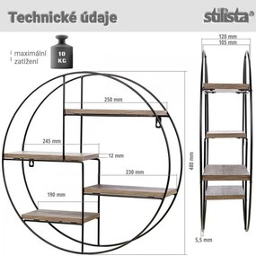 STILISTA Fali kör alakú polc 48 x 48 x 12 cm világos fa