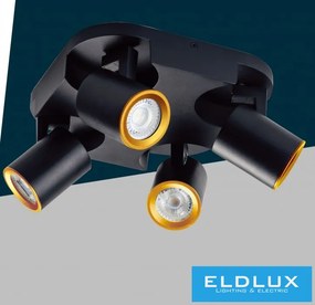 UNIVERSO Spot lámpatest 4xGU10 Max.35w IP20 220x220x108mm Fekete/Arany
