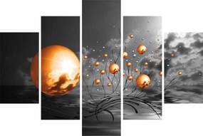 Narancssárga absztrakt gömbök képe (150x105 cm)