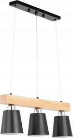 Függő mennyezeti lámpa 3 pontos E27 fa gerenda