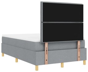 Box Spring Ágy matraccal és LED világosszürke 120x190 cm Szövet