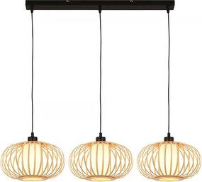 Briloner 4759031 - Függőlámpa kábelen 3xE27/10W/230V fekete/bambusz