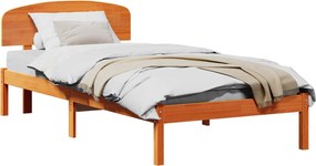 vidaXL Ágykeret fejtámlával Faggyú barna 75 x 190 cm Tömör fenyőfa