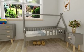 Dorka Szürke fenyő házikó Gyerekágy 80x160