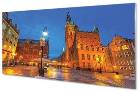 Üvegképek Gdansk Óváros éjszaka templom 120x60cm