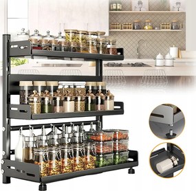 Álló fűszertartó állvány, 3 szintes polc a konyhapulthoz