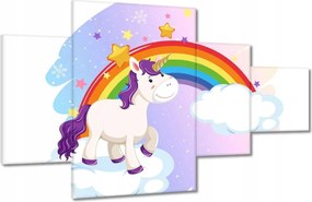 Vászonkép 130x80 Szivárvány és unikornis a felhőn