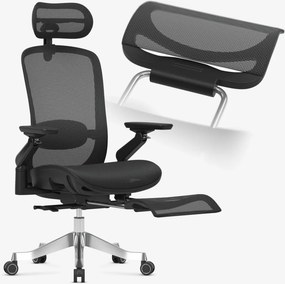 LeadPro Irodai forgószék, masszázs funkció, 3D deréktámasz és lábtartó, 4D fejtámla, háló, fekete
