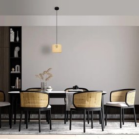 Csillár zsinóron ALBA 1xE27/15W/230V á. 20 cm rattan/fekete