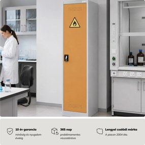 Oszlopos BHP vegyszerszekrény, szürke-sárga, 500x1850x400 mm: PETER