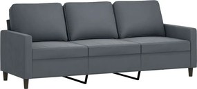 vidaXL 3 személyes sötétszürke bársony kanapé 180 cm