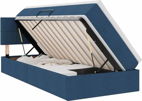 vidaXL Ágy tárolóval és matraccal matracmal Kék 90 x 200 cm Faanyag