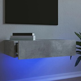 Betonszürke TV-szekrény LED-lámpákkal 60x35x15,5 cm