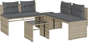 vidaXL 4 részes világosszürke polyrattan kerti ülőgarnitúra párnákkal