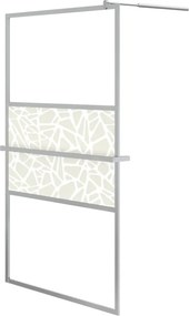 vidaXL króm ESG üveg és alumínium zuhanyfal polccal 115x195 cm