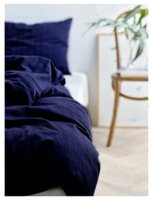 Sötétkék egyszemélyes hosszabbított damaszt ágyneműhuzat 140x220 cm Noble – Södahl