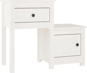 vidaXL fehér tömör fenyőfa éjjeliszekrény 79,5 x 38 x 65,5 cm