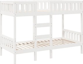 vidaXL fehér tömör fenyőfa emeletes ágy 90x190 cm