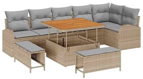 vidaXL Kerti Kanapé Szett párnával 9 pcs Beige és Világosszürke