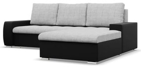 Toronto sarokkanapé, 2 ágyneműtartóval, fonott + műbőr, jobboldali, szürke - fekete