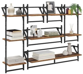 vidaXL Fali polc készlet 6 pcs Öreg fa 100 x 25 x 30 cm Faanyag