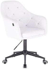 HC830K Fehér modern műbőr szék fekete lábbal