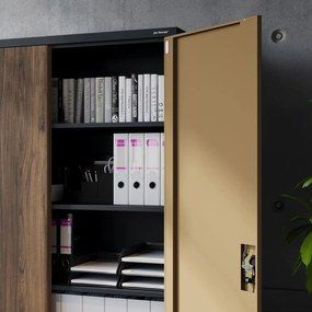 Fém irodai iratszekrény JAN II, Eco Design: antracit/dió