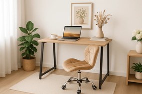 Dolgozószobai szett – összecsukható íróasztal ZARIMO 80×40 cm sonoma tölgy + irodai szék AVOLA VELVET világosbarna