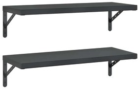 2 db fekete rozsdamentes acél fali polc 75 x 30 cm
