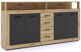 XXL/LUNA Komód Artisan Tölgy/Fekete Színben