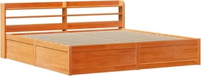 vidaXL viaszbarna tömör fenyőfa ágykeret fejtámlával 200 x 200 cm