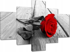 Vászonkép 100x70 Vörös rózsa a deszkákon