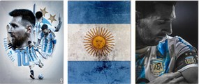 Leo Messi Argentína falikép triptichon nappaliba 40x90 cm