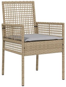 2 db Bézs Polirattan 90 x 90 x 75 cm UV-álló anyagok