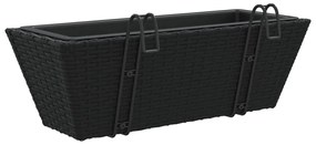 vidaXL 2 db fekete polyrattan növénytartó horoggal