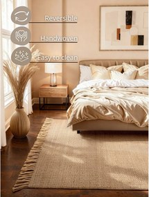 Natúr színű kétoldalas-kézi szövésű juta szőnyeg 120x170 cm Fjord – Hanse Home