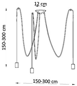 Fekete függőlámpa 300x300 cm Spider - Sollux