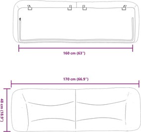 fekete műbőr fejtámla párna Hvar 160 cm