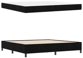 Boxrugós ágy Fekete és fekete 200 x 200 cm Textil és mérnöki fa