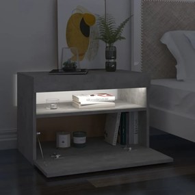 betonszürke éjjeliszekrény LED-lámpákkal 60 x 35 x 40 cm