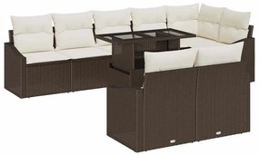 Kerti Kanapé Szett 9 pcs Barna és Krém 100 x 55 x 73 cm