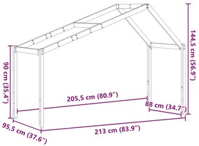 tömör fenyőfa gyerekágytető 213 x 95,5 x 144,5 cm