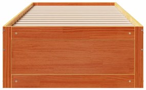 barna tömör fenyőfa fiókos ágykeret matrac nélkül 100 x 200 cm