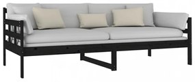fekete tömör fenyőfa kanapéágy 90x200 cm