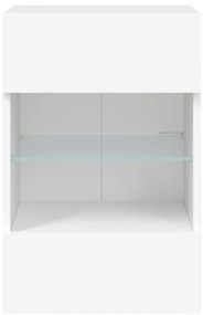 2 db fehér fali szekrények LED világítással TV-hez 40x30x60,5 cm