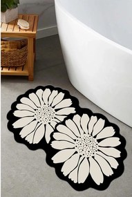 Fekete-krémszínű fürdőszobai kilépő 70x120 cm Flor Extrana – Foutastic